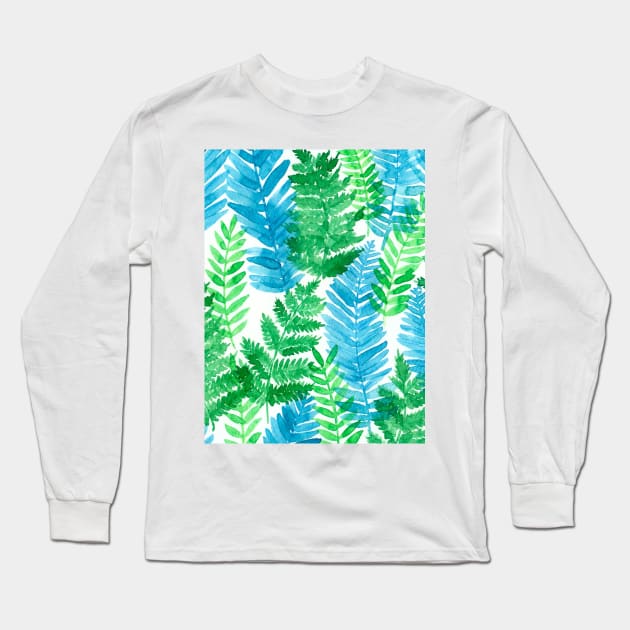 Fern watercolor Long Sleeve T-Shirt by katerinamk